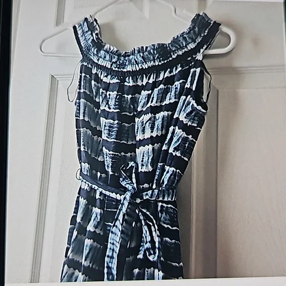 MICHAEL Michael Kors Off-Shoulder Shibori Striped Dress S - Picture 3 of 5